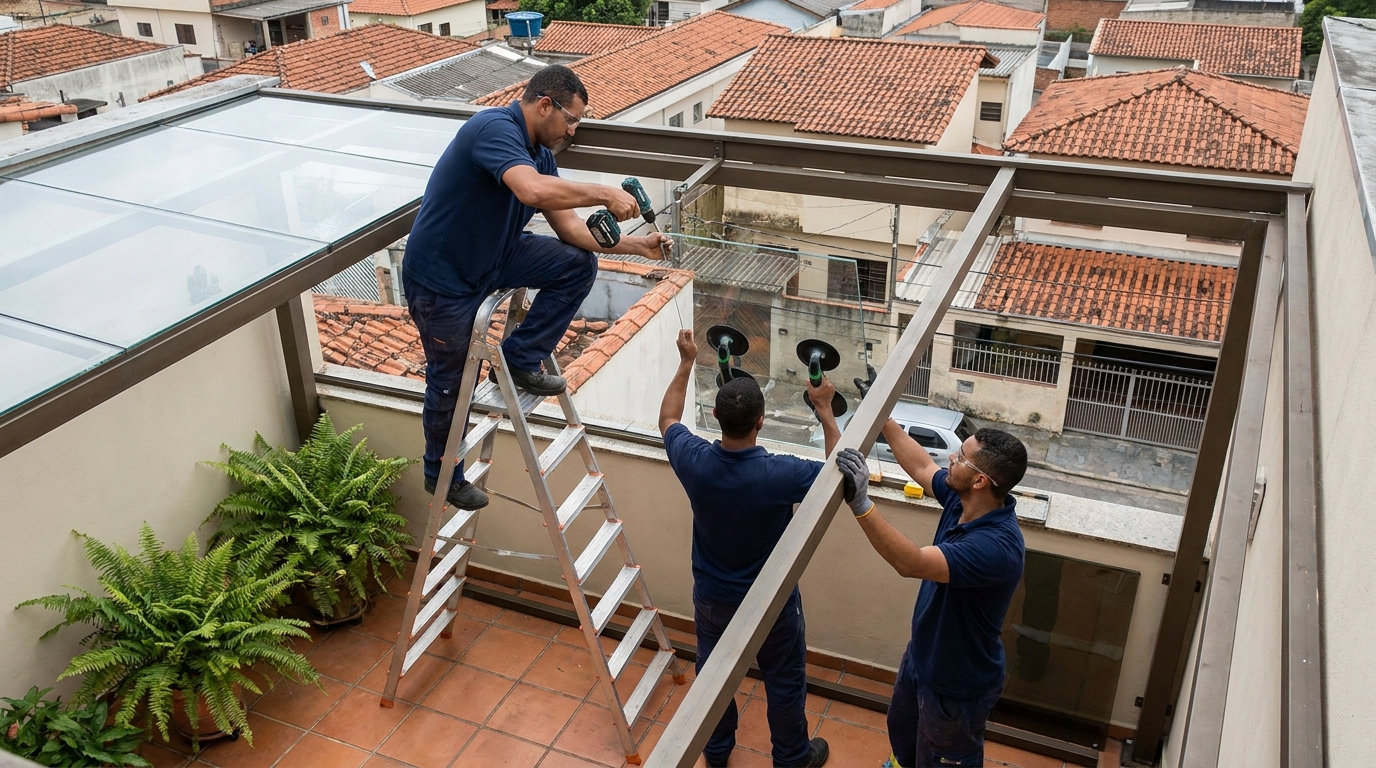 Instalação de coberturas na Utinga, Belém‑PA