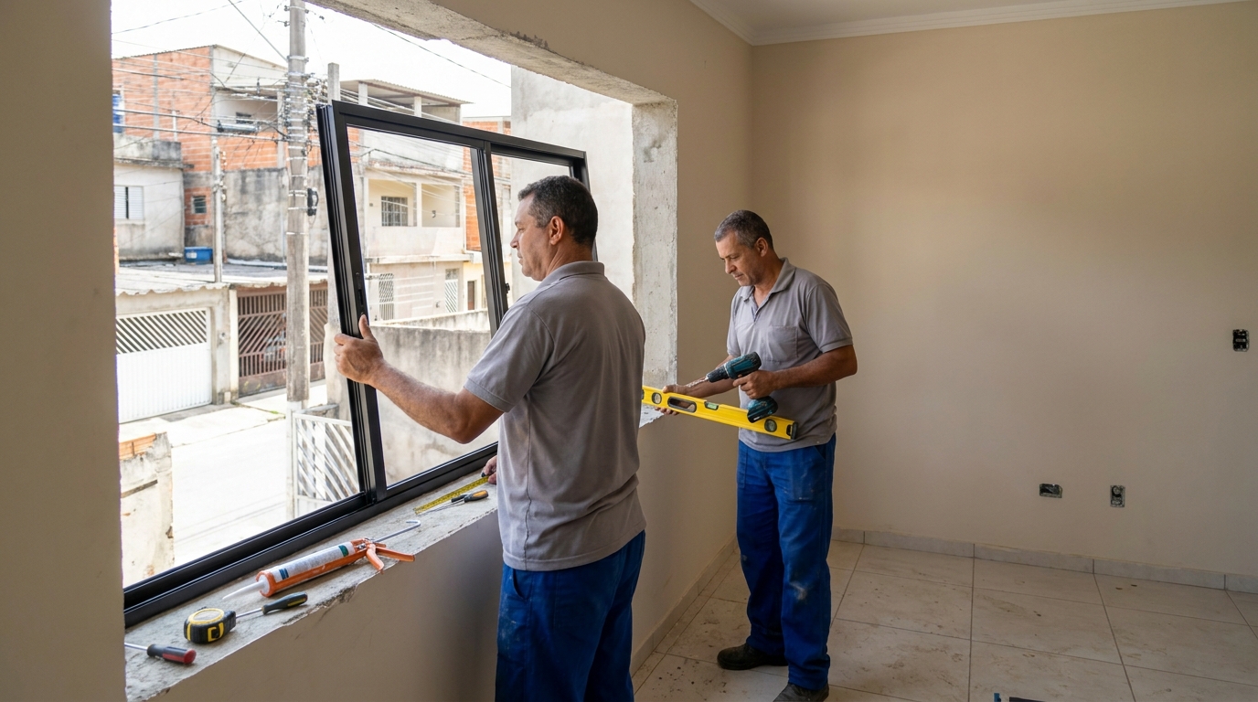 Troca de perfis danificados em Uberaba‑MG