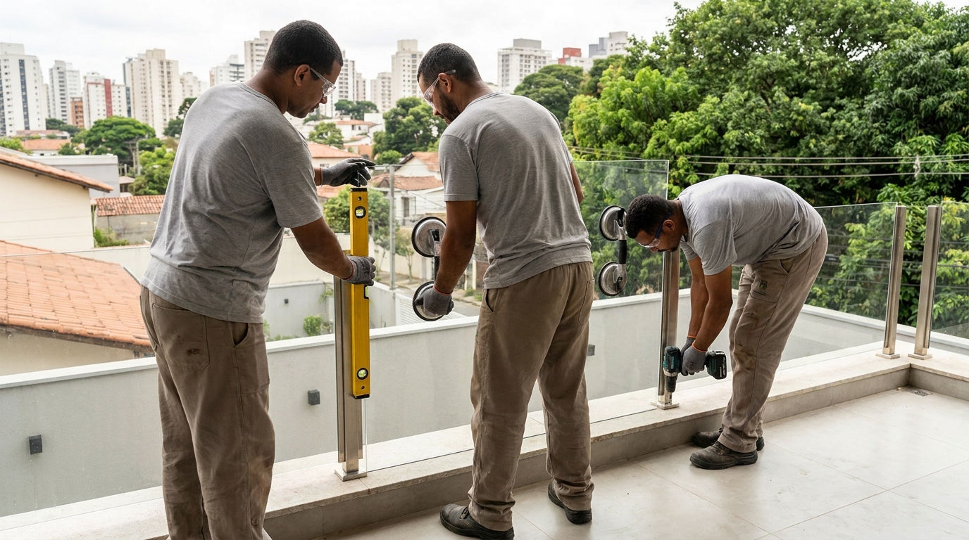 Vidro com fixação especial no Consil, Cuiabá‑MT